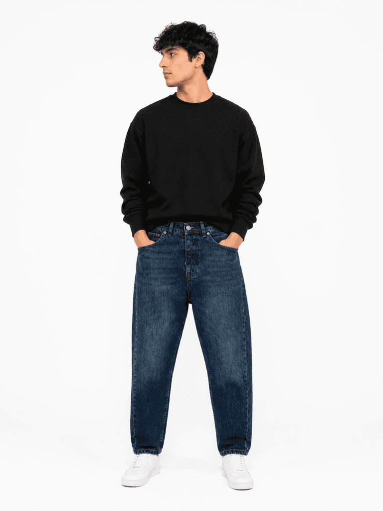 JR3 Men's Premium Cotton Boyfriend Fit Pants - Navy Blue (Size 30) 1