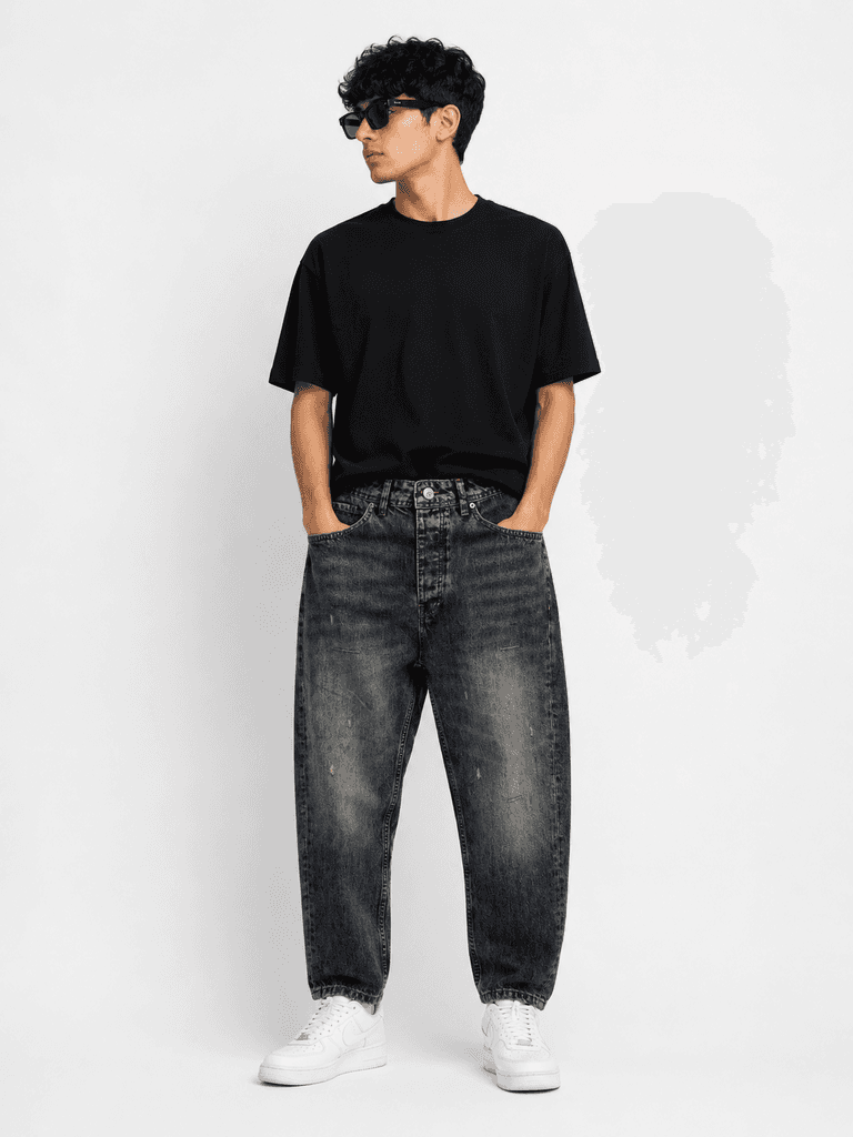 JR3 Men's Premium Cotton Boyfriend Fit Pants - Black (Size 30) 1