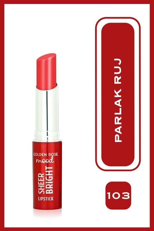 Golden Rose Mood Sheer Bright Lipstick (103 Coral Red) 3