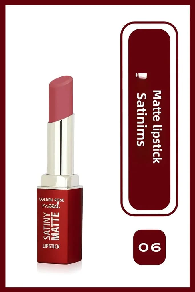 Golden Rose Mood Satiny Matte Lipstick (06 Peach Amber) 1