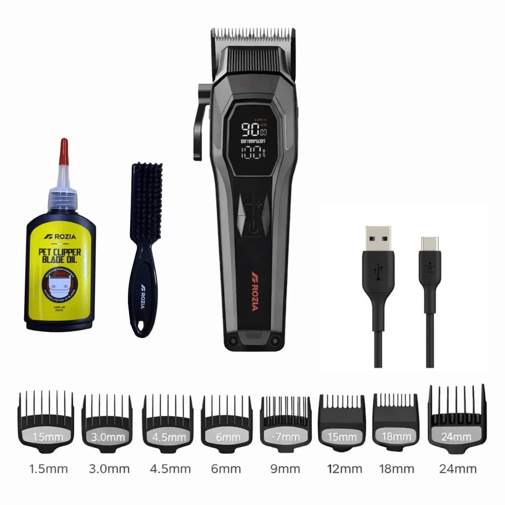 Rozia S1 Hair Clipper 9000RPM with Huge Battery and Case