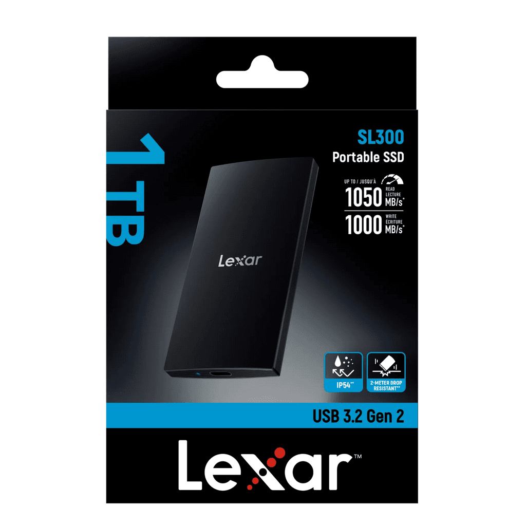 Lexar SL300 USB 3.2 Gen 2 Type-C Portable SSD, Black - 1TB 2