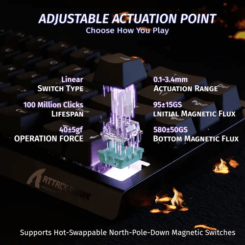 ATTACK SHARK X68 Black HE Rapid Trigger Keyboard Magnetic Switch 4