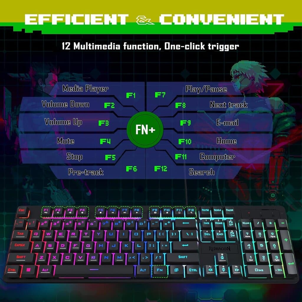 Redragon S107 BA RGB Gaming Keyboard & Mouse Combo 5