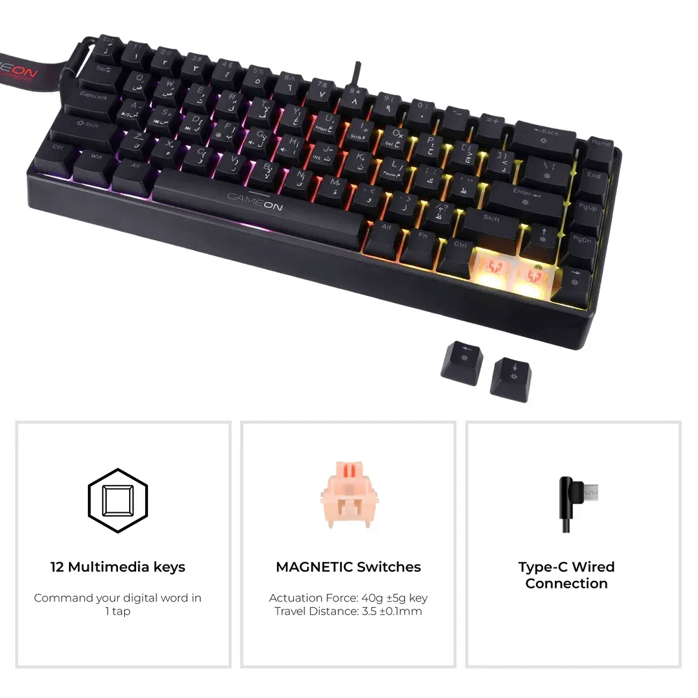 GAMEON MAGPRO Series GOMG1K8-RS 60% RGB Magnetic Mechanical Wired Gaming Keyboard 3