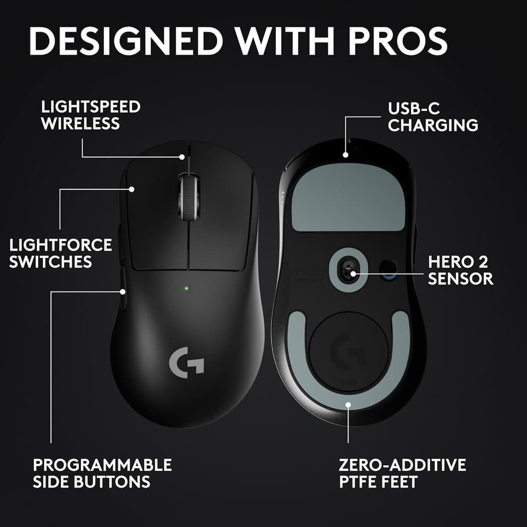 Logitech G PRO X Superlight 2 DEX Wireless Gaming Mouse Black 5