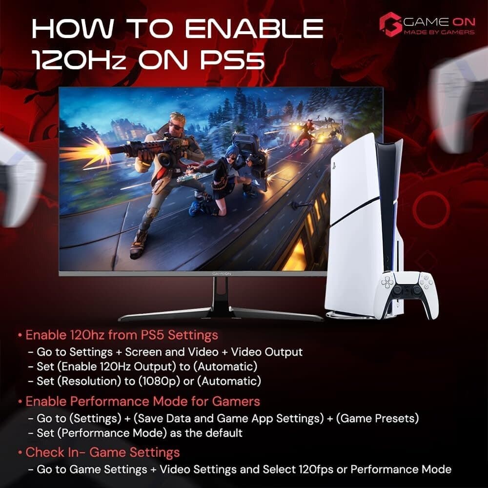 GAMEON GOP32UHD144IPS Premium Series, Black Gaming Monitor 32 inch, 3840x2160p 4K UHD Fast IPS Panel, 144Hz, 0.5ms, HDMI 2.1 Supports HDR, PS5 6