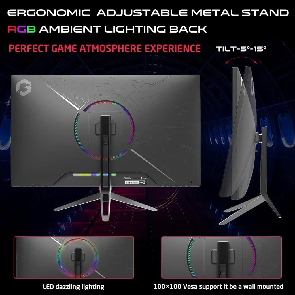 GAMEON GOP32UHD144IPS Premium Series, Black Gaming Monitor 32 inch, 3840x2160p 4K UHD Fast IPS Panel, 144Hz, 0.5ms, HDMI 2.1 Supports HDR, PS5 4