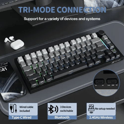 ATTACK SHARK X820Ultra Tri-mode Gasket Mechanical Keyboard-moon night shark switch 4