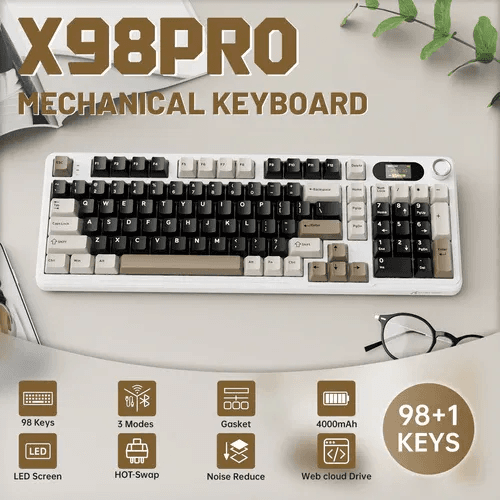 ATTACK SHARK X98 Pro Mechanical Keyboard (Cheese White) 2