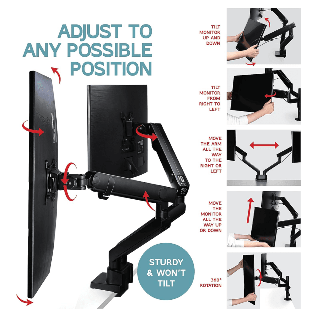 Twisted Minds TM-26-C012 Dual Monitor Aluminum Slim Mechanical Spring Arm 5