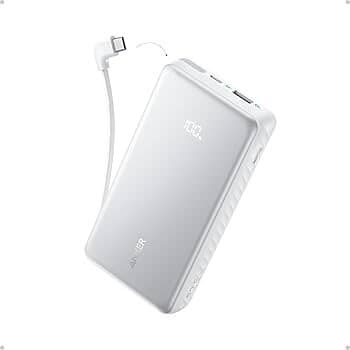 Anker Zolo Power Bank - 20,000 With Type-C Cable White  | 22.5W 1