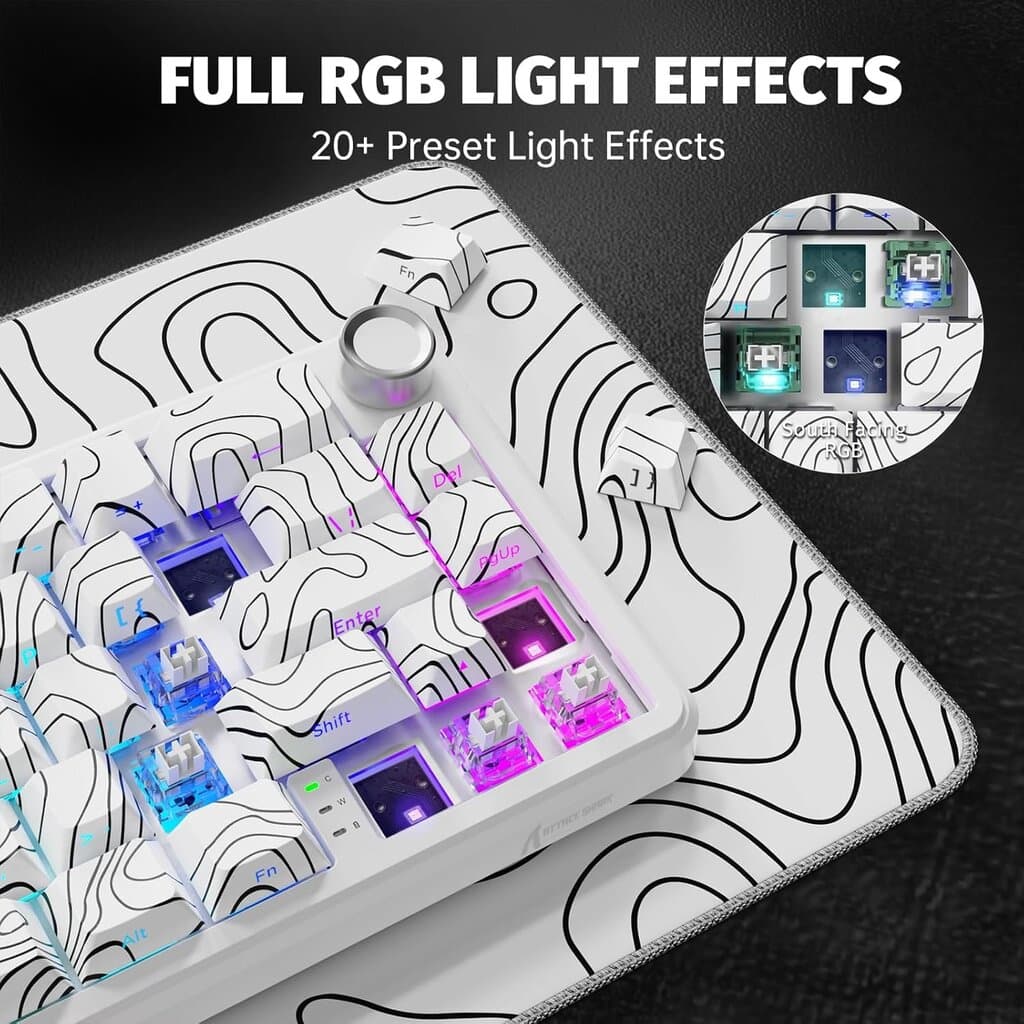 ATTACK SHARK X65PRO HE Rapid Trigger Wireless Gaming Keyboard white contour line 6
