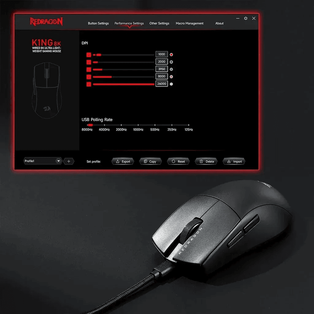 Redragon K1NG 8K M996 Wired Gaming Mouse – Black 8
