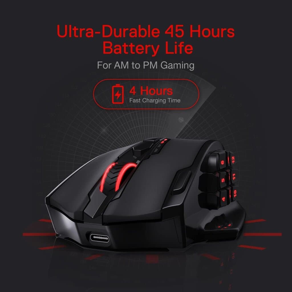 Redragon M913 Impact Elite Wireless Gaming Mouse, 16000 DPI Wired/Wireless 5