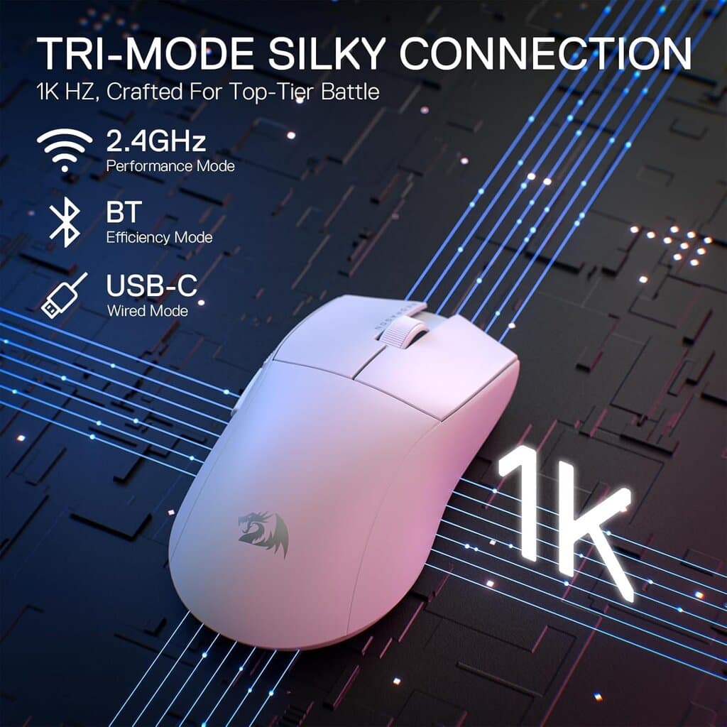 Redragon M916W King Lite 1K 3-Mode Wireless Gaming Mouse – White 5