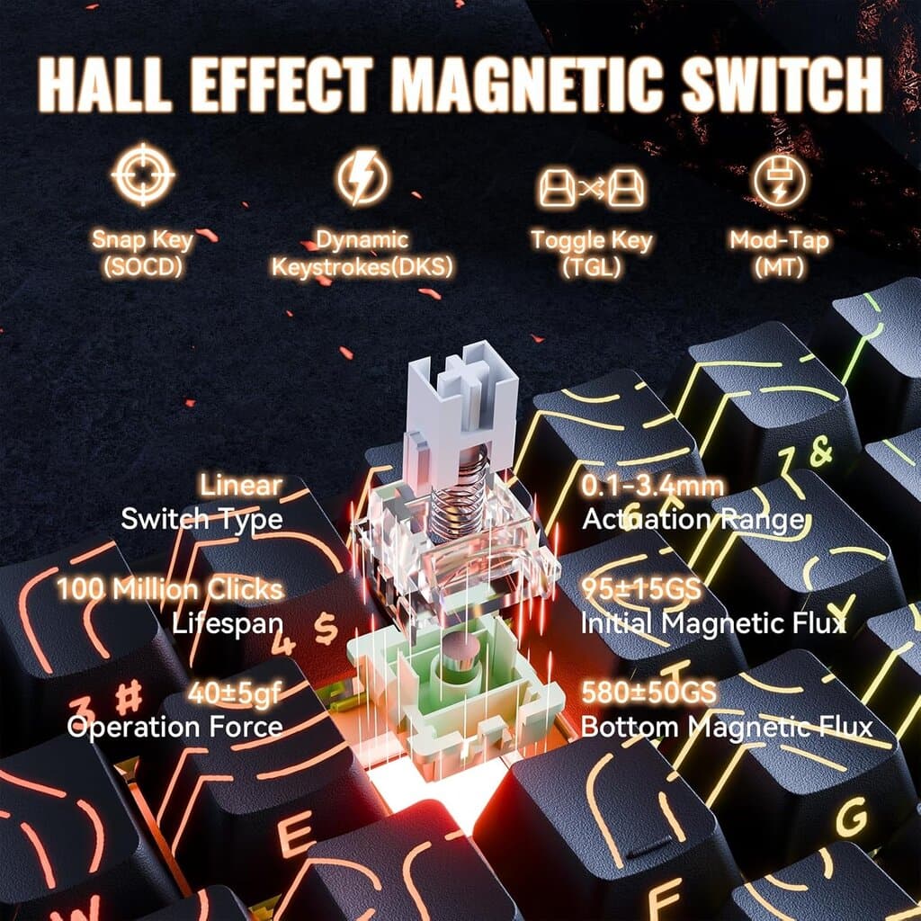 Attack Shark X68MAX HE Magnetic Aluminum Keyboard 60% Wired - Black Contour 5