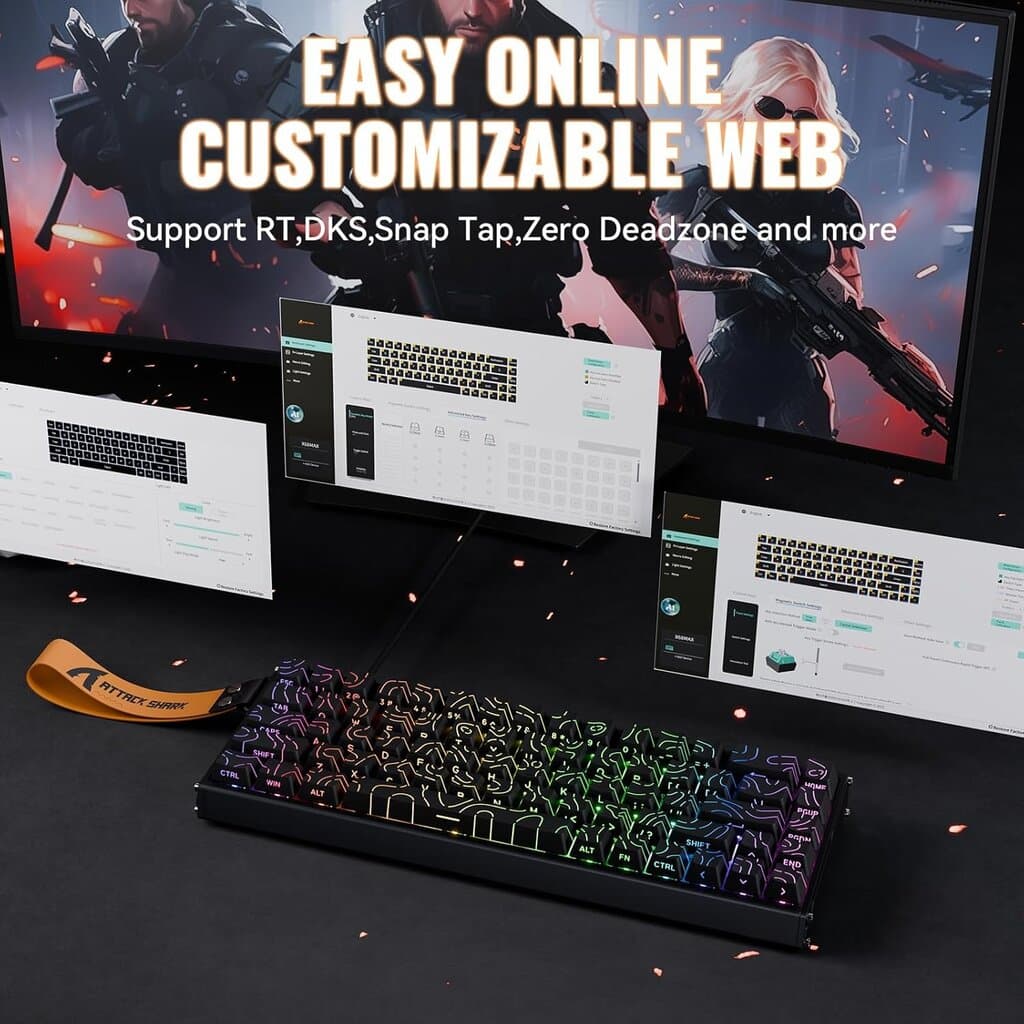 Attack Shark X68MAX HE Magnetic Aluminum Keyboard 60% Wired - Black Contour 7