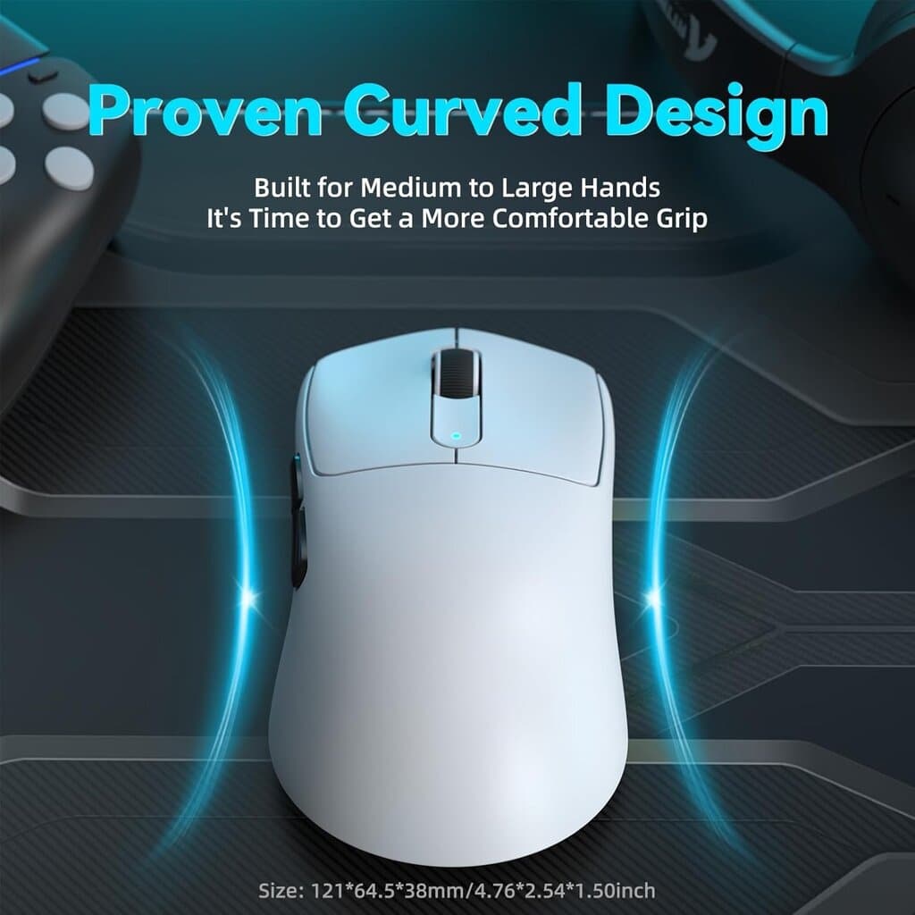 ATTACK SHARK V5 Ultra-Light Tri-Mode Wireless Gaming Mouse – White (42,000 DPI / 8000Hz) 7
