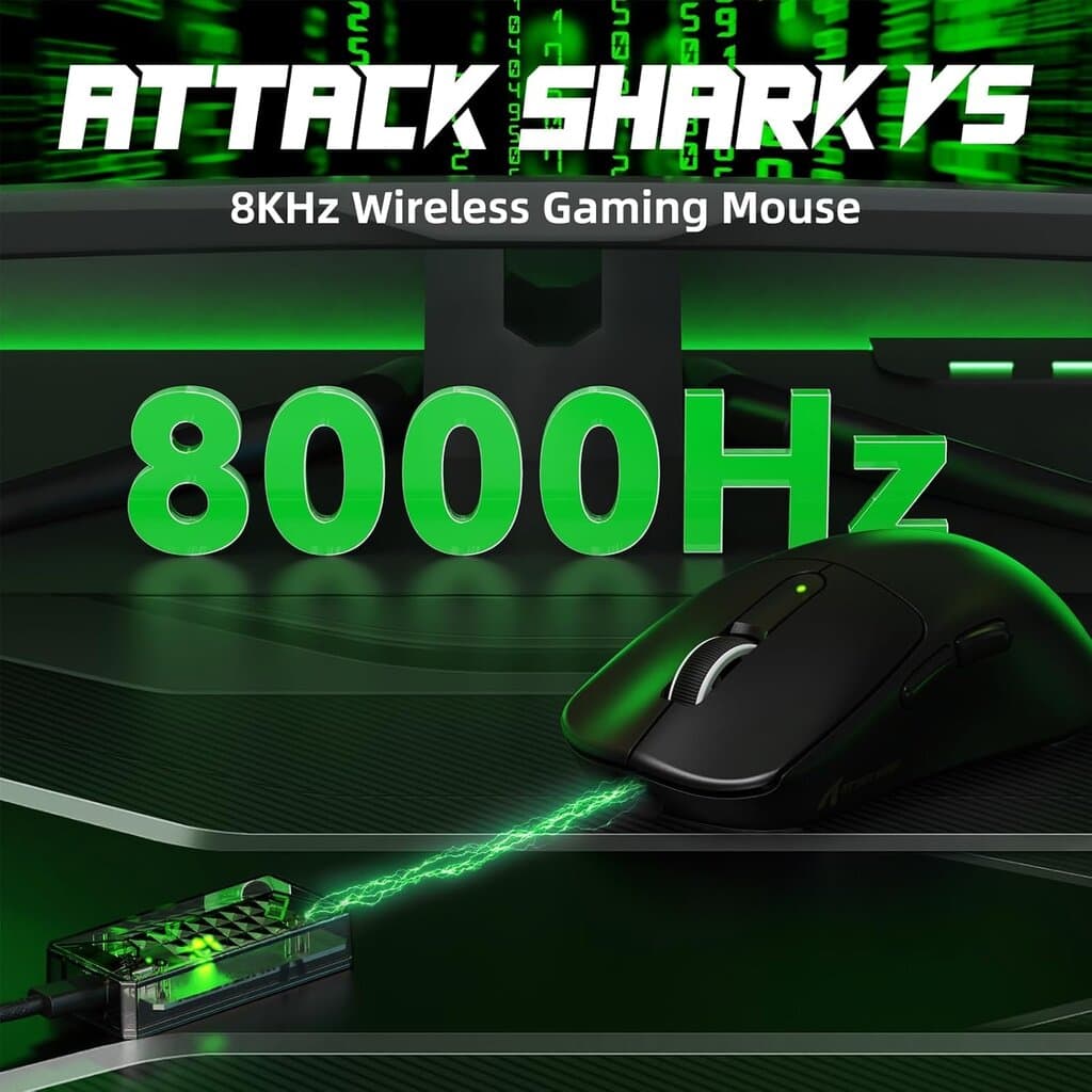 Attack Shark V5 Ultra-Light Tri-Mode Gaming Mouse - Black (42,000 DPI / 8000Hz) 2