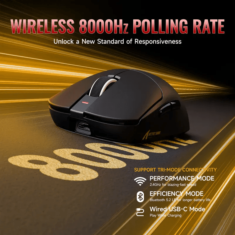 ATTACK SHARK X8 Ultra Tri-mode Wireless Gaming Mouse – Black 6