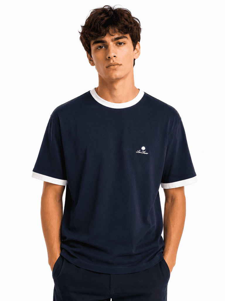 Loro Piana Premium Men's Cotton T-Shirt - Navy Blue (XL) 1