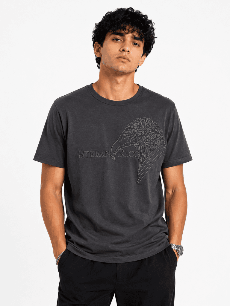 GIOGIO BOGNER Premium Cotton Men's T-Shirt - Dark Gray (XL) 1