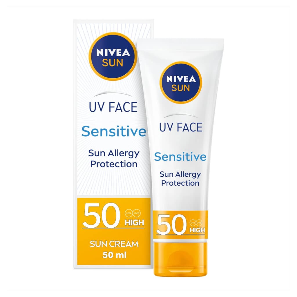 NIVEA SUN UV Face Sensitive Cream SPF 50 Fragrance-Free High Protection Sunscreen 1