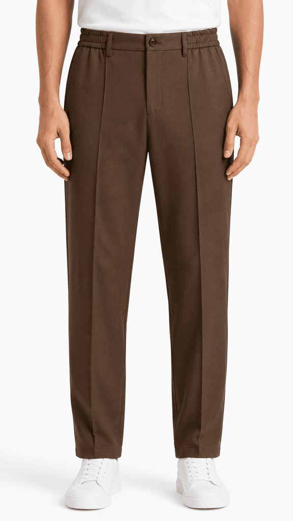STEFANO RICCI Luxury Master Quality Crinkle Fabric Men's Formal Pants - Dark Brown (Size 30) 1