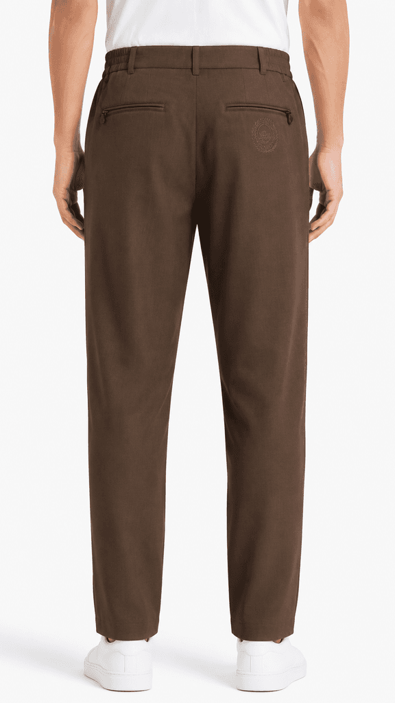 STEFANO RICCI Luxury Master Quality Crinkle Fabric Men's Formal Pants - Dark Brown (Size 30) 2