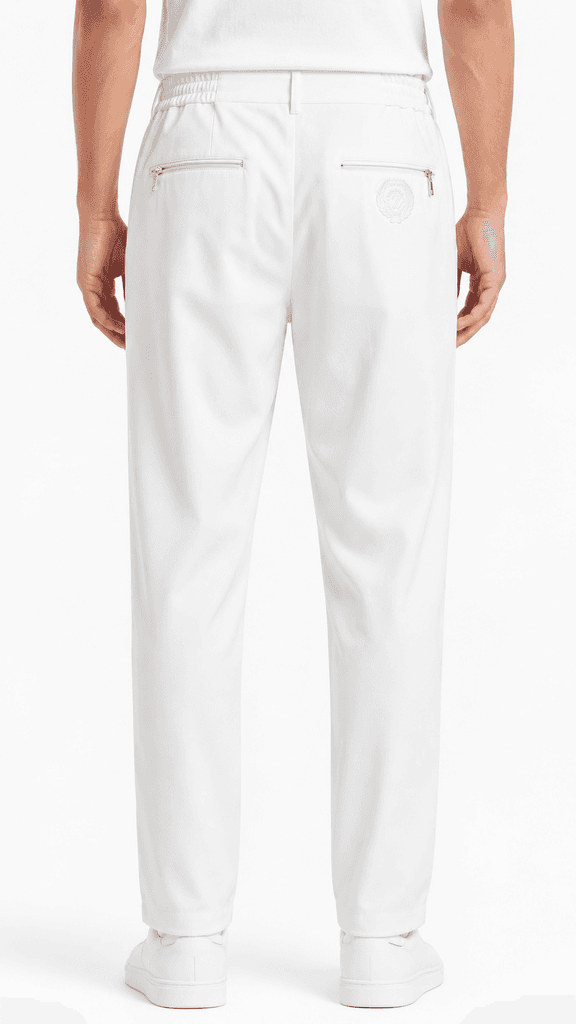 STEFANO RICCI Luxury Master Quality Crinkle Fabric Men's Formal Pants - White (Size 30) 2