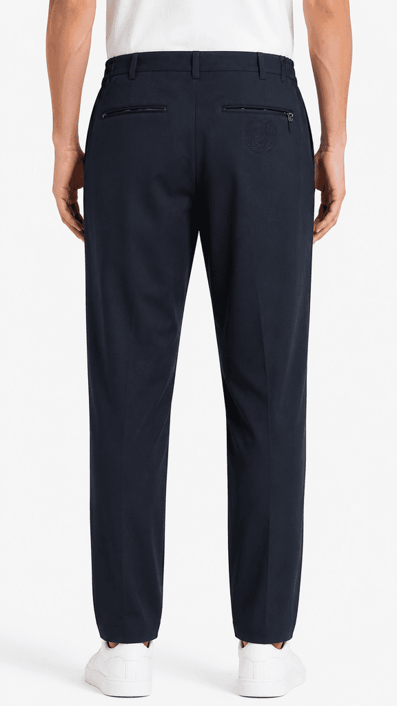 STEFANO RICCI Luxury Master Quality Crinkle Fabric Men's Formal Pants - Navy Blue (Size 30) 2
