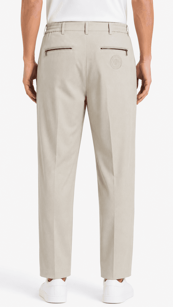 STEFANO RICCI Luxury Master Quality Crinkle Fabric Men's Formal Pants - Beige (Size 30) 2