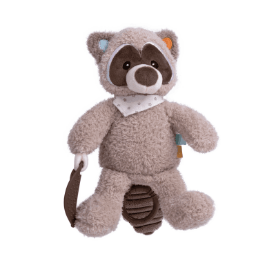 Premium Soft Plush Raccoon Rattle Baby Toy - 26cm - Dark Brown 1