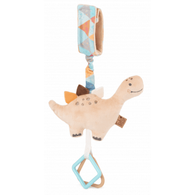 Dino Stuggy Baby Hanging Rattle Toy - 30cm Soft Plush Sensory Dinosaur in Beige 1