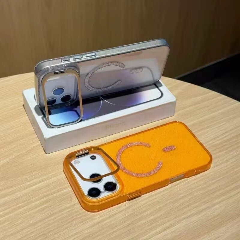 Glitter MagSafe Protective Case with Folding Camera Bracket for iPhone 17 pro max 2