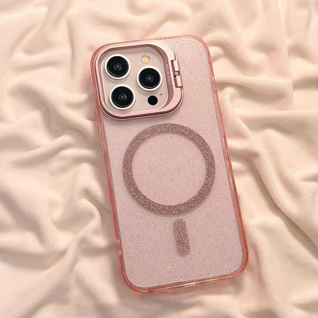 Glitter MagSafe Protective Case with Folding Camera Bracket for iPhone 16 pro max 2
