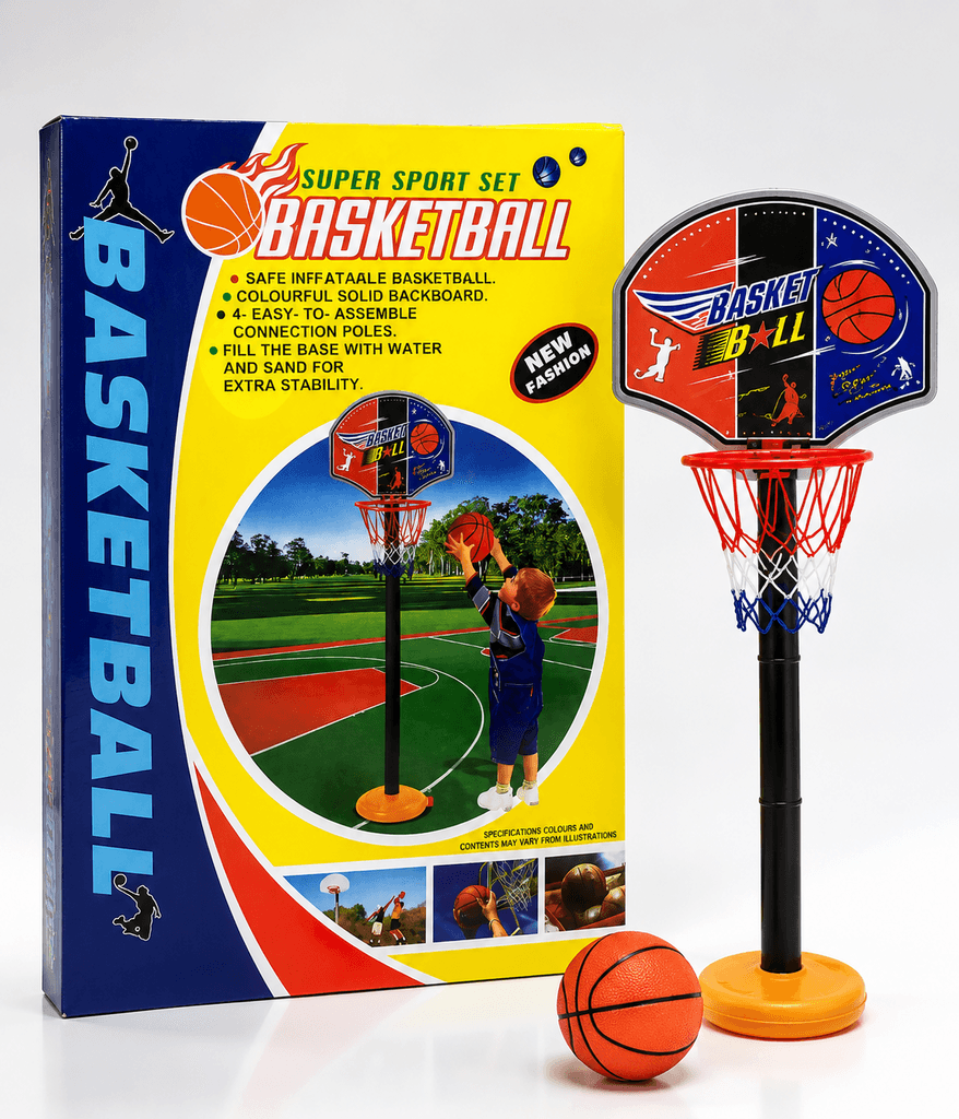 Kids Adjustable Basketball Hoop Sport Play Set with Inflatable Ball and Stable Base - Other 1