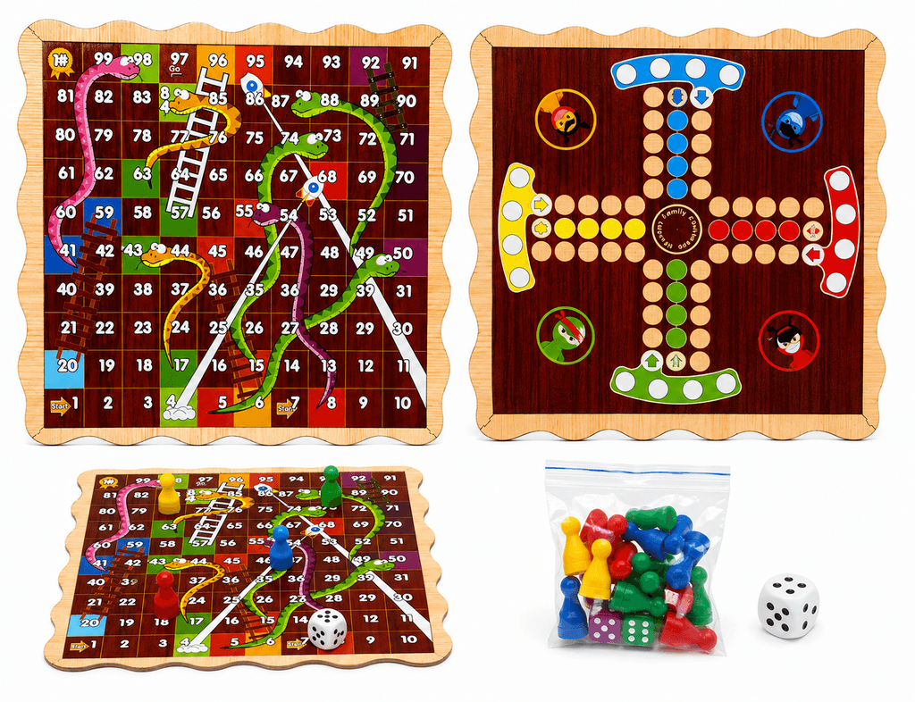 Classic 2-in-1 Snakes and Ladders Board Game Set for Family Game Night - Other Edition 1