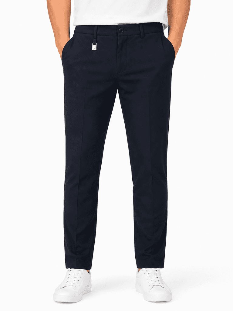 Loro Piana Premium Men's Formal Trousers - Tailored Polyester Pants - Navy Blue / Size 30 1
