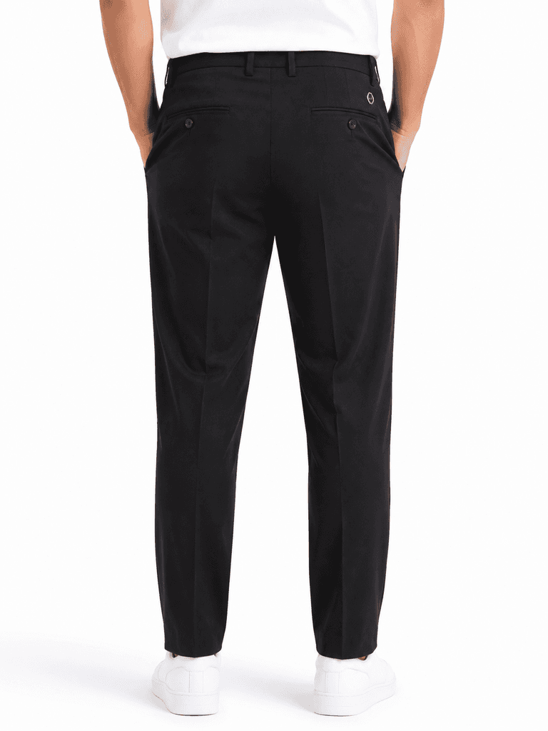 Loro Piana Premium Men's Formal Trousers - Tailored Polyester Pants - Black / Size 30 1
