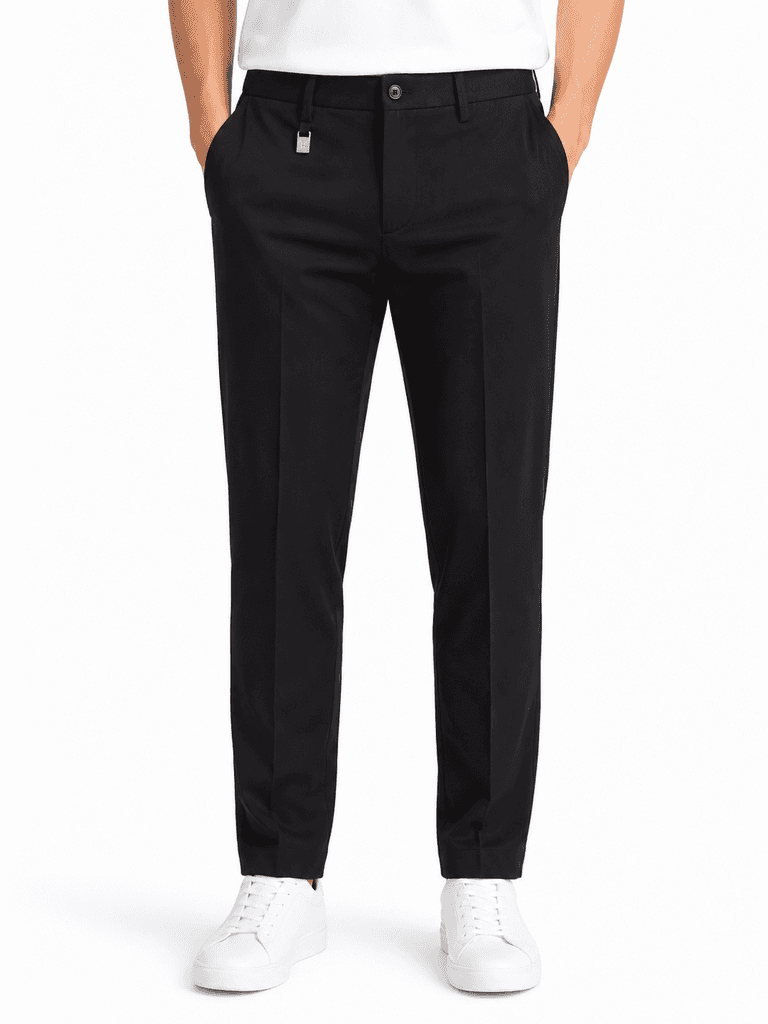 Loro Piana Premium Men's Formal Trousers - Tailored Polyester Pants - Black / Size 30 2