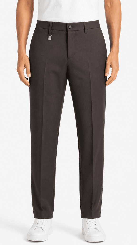 Loro Piana Premium Men's Formal Trousers - Tailored Polyester Pants - Dark Brown / Size 30 1