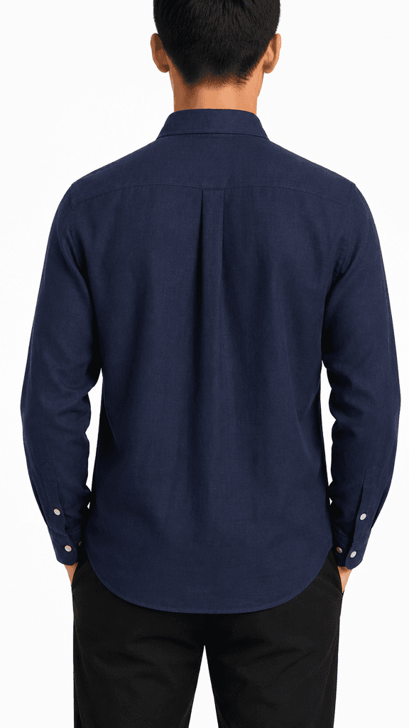 Loro Piana Master Quality Men's Crinkle Fabric Casual Shirt - Navy Blue (XL) 2