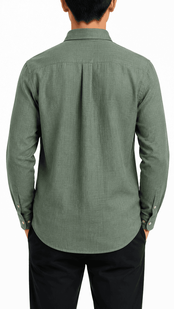 Loro Piana Master Quality Men's Crinkle Fabric Casual Shirt - Green (XL) 2