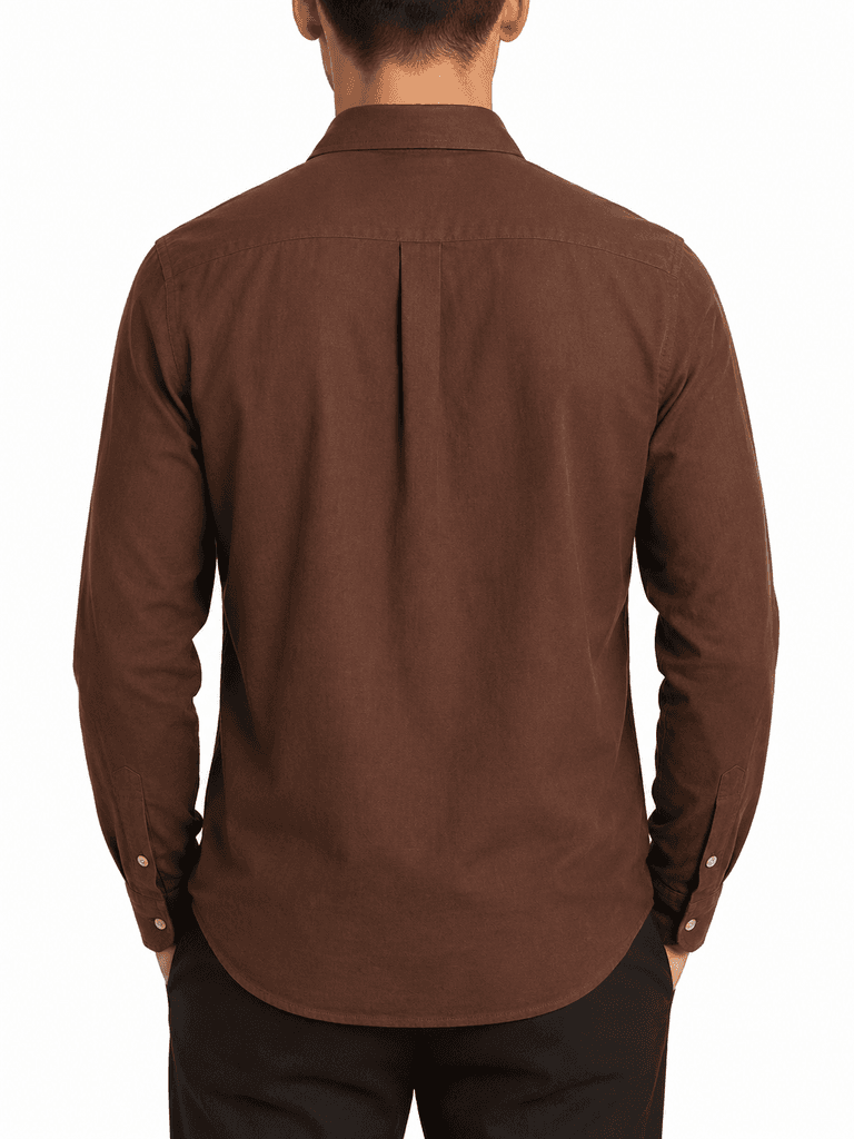 Loro Piana Master Quality Men's Crinkle Fabric Casual Shirt - Dark Brown (XL) 2