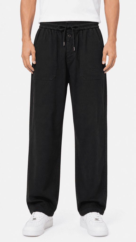 Premium A/X Men's Crinkle Fabric Tracksuit - Black (Size 36) 1