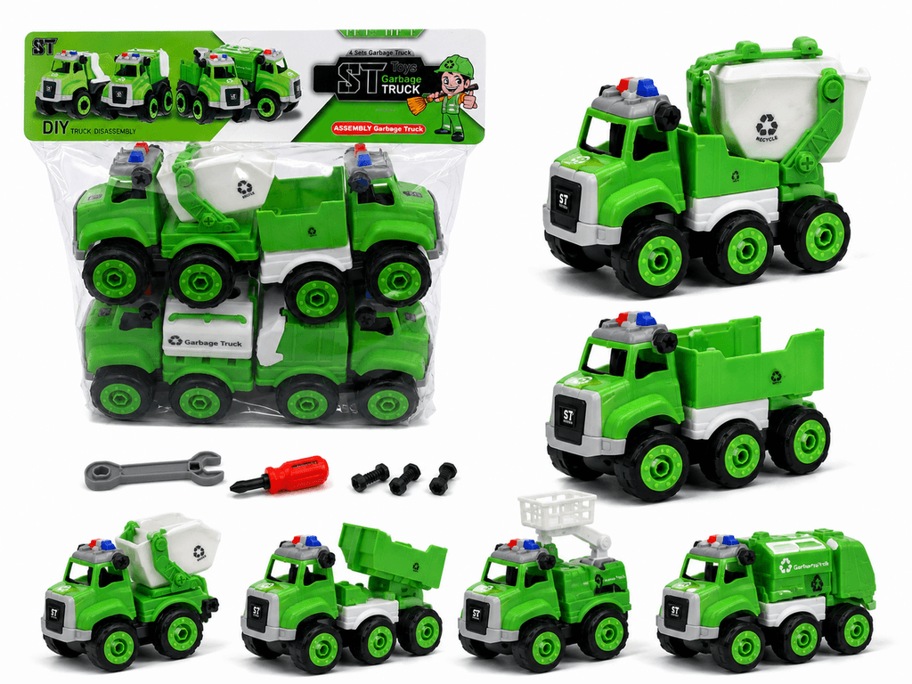 ST Toys 4-in-1 DIY Take Apart Garbage Truck Set Educational Assembly Toy for Ages 3+ 1