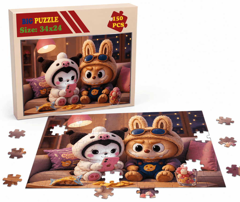 Vibrant 150-Piece Pig Jigsaw Puzzle for Kids and Adults (34 x 24 cm) 1
