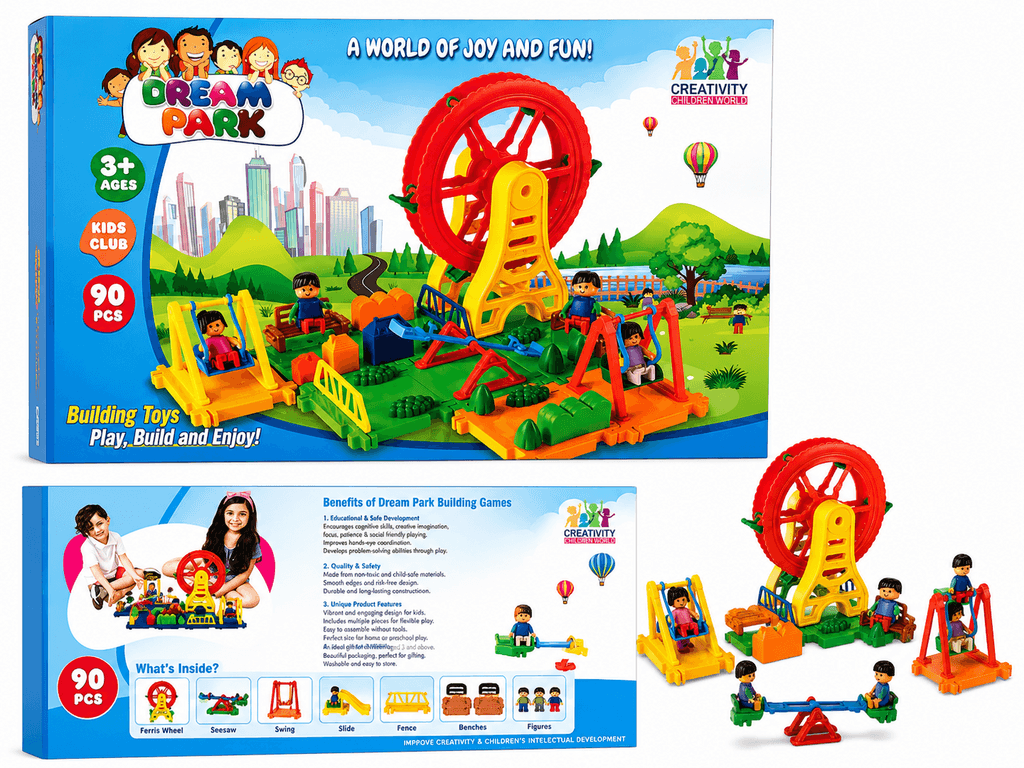 Dream Park 90-Piece Educational Building Blocks Toy Set for Kids Ages 3+ 1